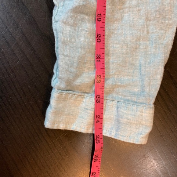 Orvis Womens Button Down Shirt XL Blue Linen 3/4 Sleeve Pockets Casual READ - Picture 13 of 14